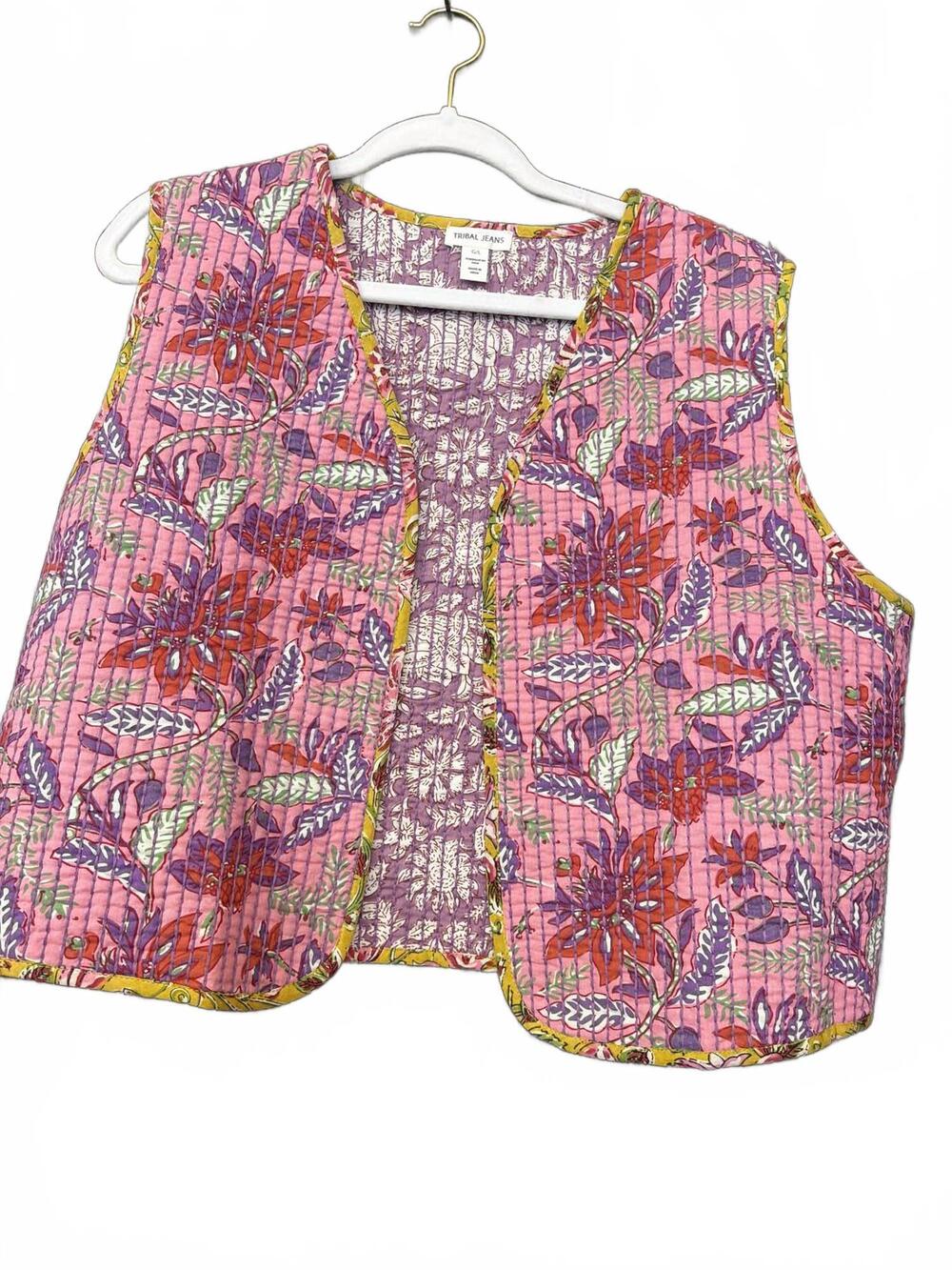 NEW TRIBAL women's reversible print vest in pink